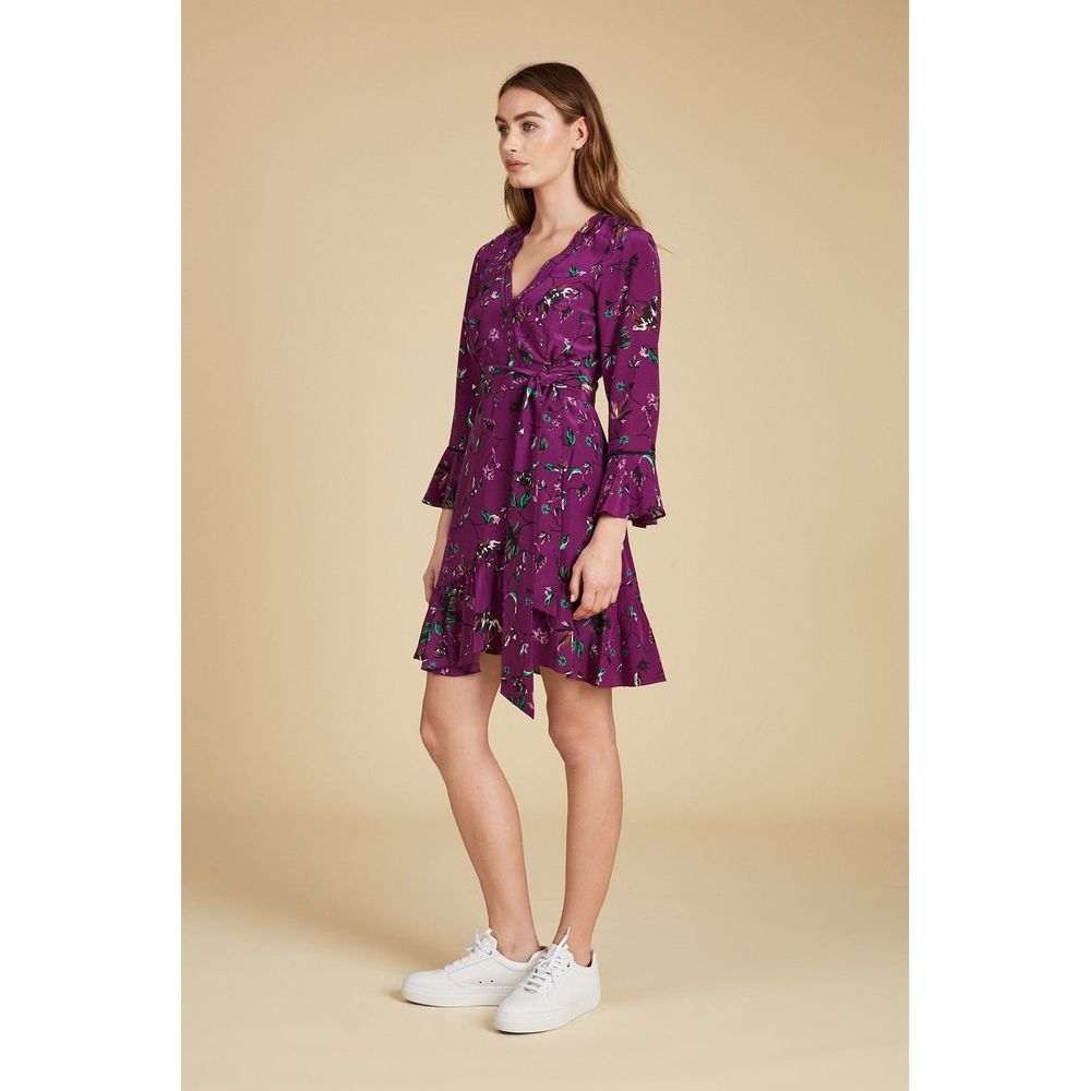 TANYA TAYLOR Nomi Vine Silk Wrap Dress NEW - Picture 3 of 13